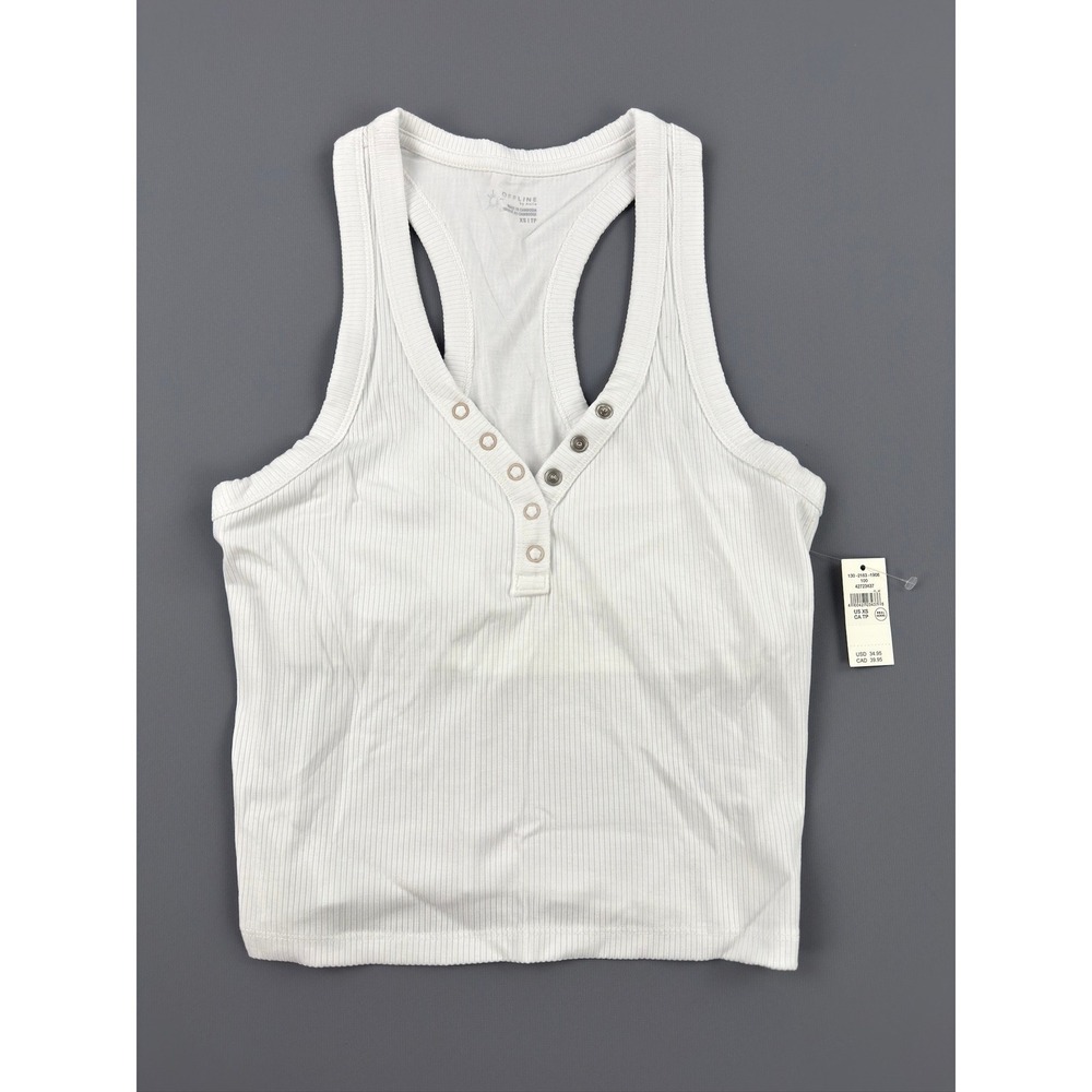 OFFLINE by Aerie Ribbed Henley Racerback Tank Top White XS New With Tags